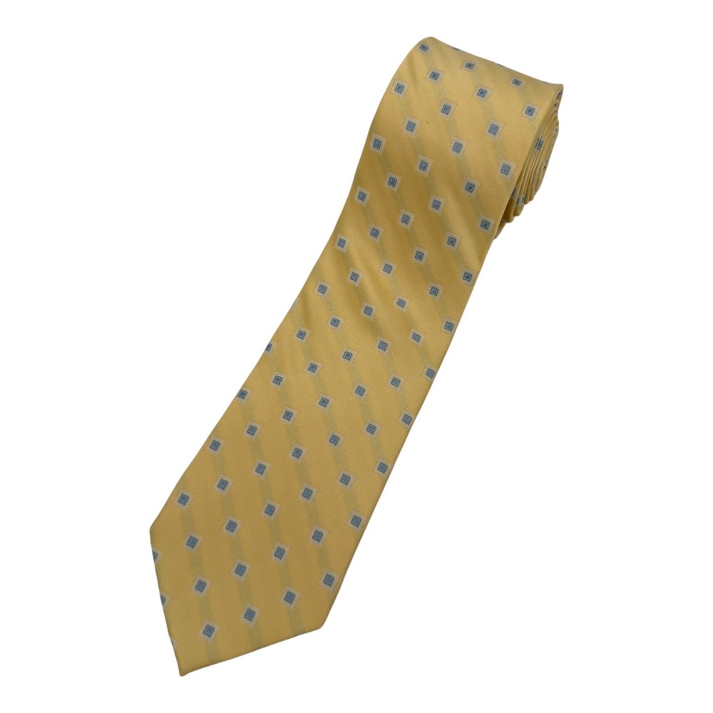 Michael Kors‎ Yellow Blue Geometric Silk Tie Mens 3.25" 59" NWT Dress Tie